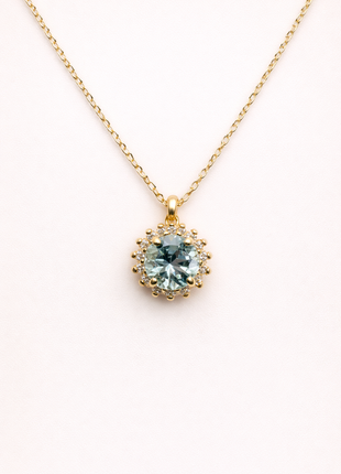 Yellow gold aquamarine and diamond necklace