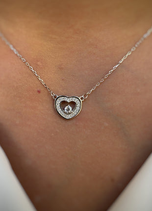 Heart Necklace with Zircons