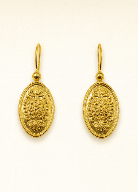 Srebrne naušnice sa pozlatom i ovalnim filigranskim dizajnom