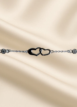 Silver bracelet Two Hearts