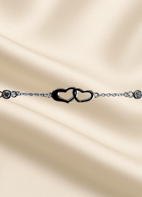 Silver bracelet Two Hearts