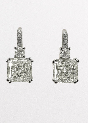 Silver earrings with large square zircon