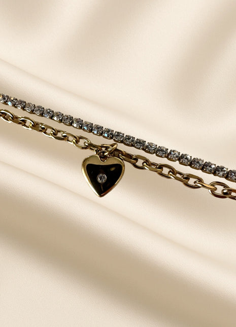 Doppeltes Armband mit Herzanhänger