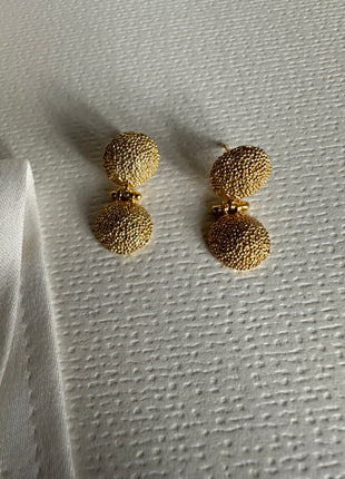 Textured double sphere earrings