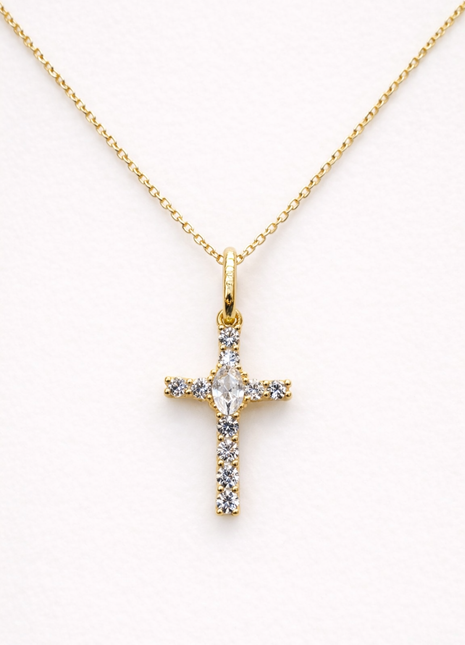 Ogrlica sa sjajnim križem od srebra i pozlate