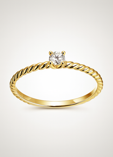 Gold engagement ring with brilliant