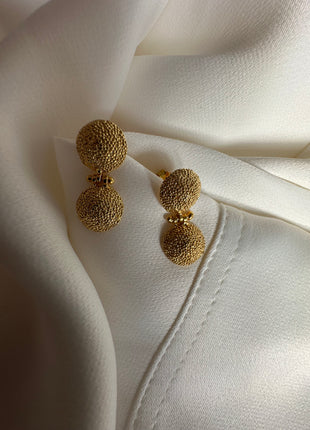 Textured double sphere earrings