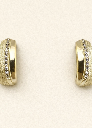 Gold-plated silver earrings with a line of zircons