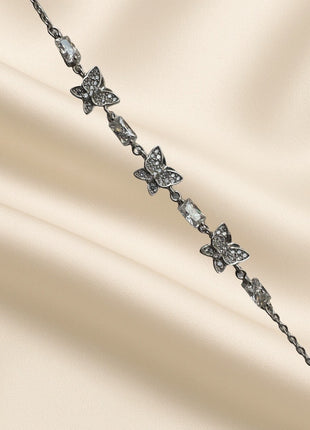 Silver and zircon butterfly bracelet