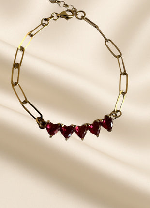 Armband mit roten Herzen - Silber mit Vergoldung