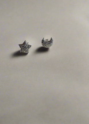 Earrings Star &amp; Moon with zircons