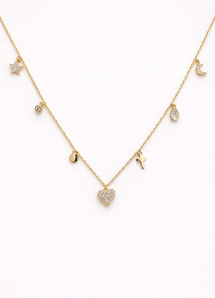 Silver necklace with zircons - stylized cross