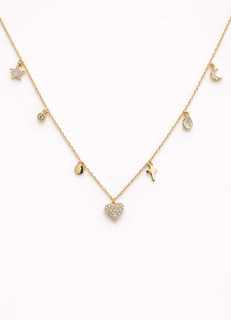 Srebrna ogrlica s privjescima i cirkonima