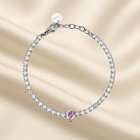 Armband mit rosa Herz und Zirkonen
