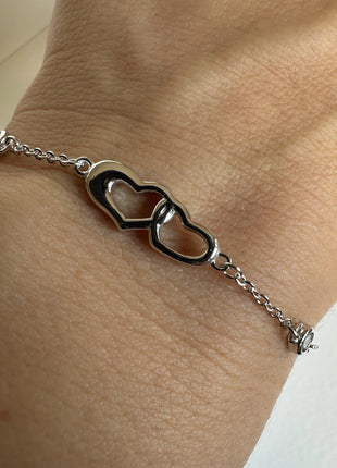 Silver bracelet Two Hearts