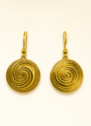 Silver earrings with gold plating in the shape of a spiral