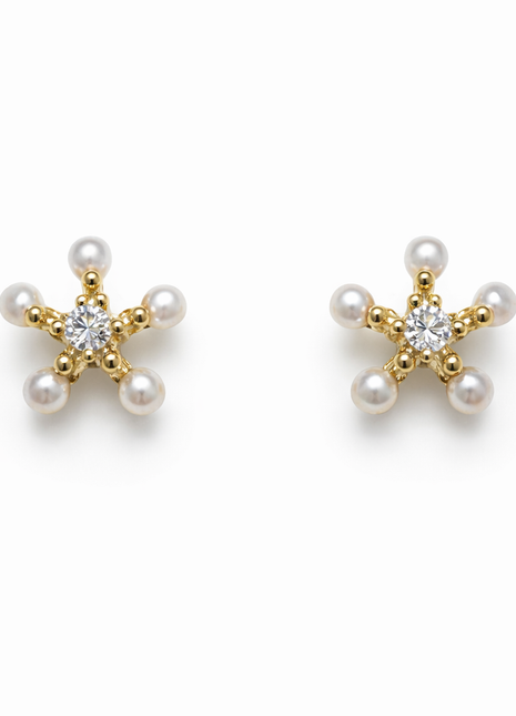 Naušnice Cvijet – biseri i cirkon