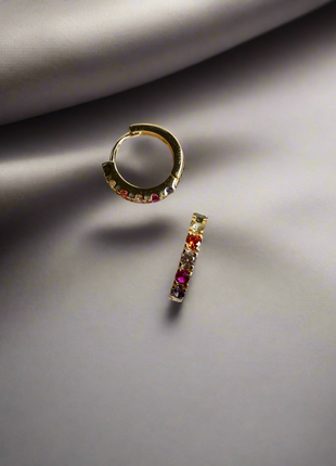 Gold-plated mini bangles with colorful zircons