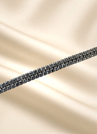 Double row bracelet with white zircons