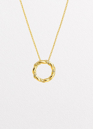 Zlatna ogrlica s dijamantima u pletenom krugu