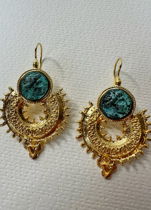 Silver earrings with gold plating and bronze detail