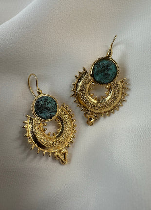 Silver earrings with gold plating and bronze detail