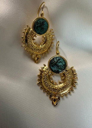 Silver earrings with gold plating and bronze detail